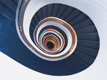 High Angle View Of Spiral Staircase In Building