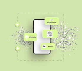 Conceptual layout of the mobile phone for the presentation of the app interface. The concept of user interface design.