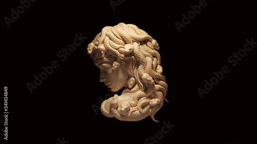 Photographie Medusa White Cream Bone Color 3d illustration 3d render