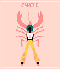 Wall Mural - Illustration with Cancer - astrological zodiac sign. Abstract print with The Crab.