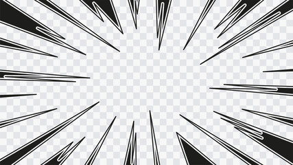 Wall Mural - abstract comic book flash explosion radial lines on transparent background. vector illustration supe
