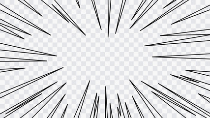 Wall Mural - abstract comic book flash explosion radial lines on transparent background. vector illustration supe