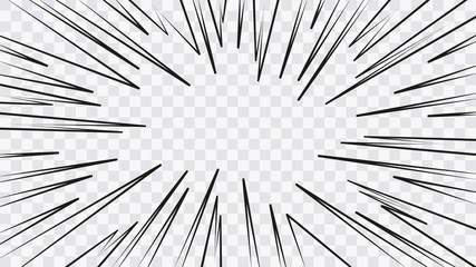 Wall Mural - abstract comic book flash explosion radial lines on transparent background. vector illustration supe