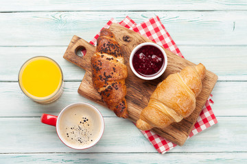 Wall Mural - Breakfast with coffee and croissants