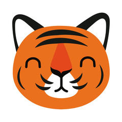 Sticker - cute little tiger head flat style