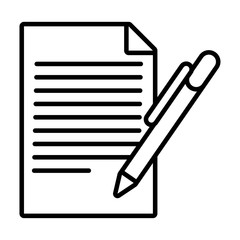 Sticker - paper document with pen line style icon