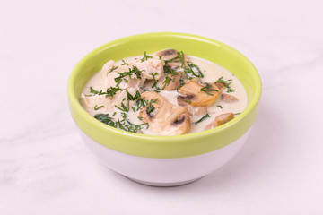 Wall Mural - Fresh creamy champignon spinach soup