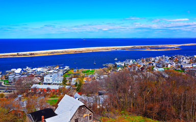 Wall Mural - Aerial view on Houses and Atlantic Ocean from light house reflex