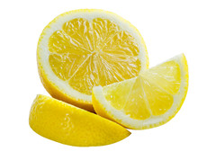 Lemon Fruit Slice Isolated On The White Background With Clipping Path