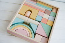 Children's Wooden Constructor. Colorful Wooden Toys.