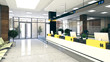 Customer stand large open space office perspective realistic 3D rendering