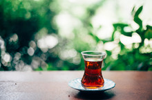 Close-up Of Turkish Tea Served On Table