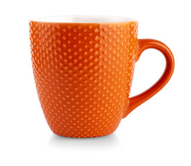 Orange cup mug drink on white background isolation