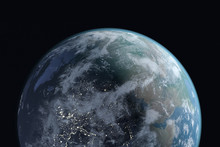 Close-up Of Planet Earth Against Black Background