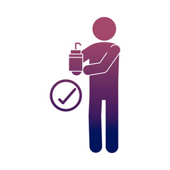 Wall Mural - coronavirus covid 19, person with hands disinfectant prevention, health pictogram, gradient style icon