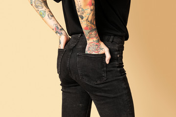 Wall Mural - Black jeans back pocket