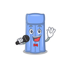 Sticker - Talented singer of water mattress cartoon character holding a microphone