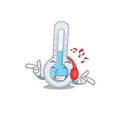 Sticker - Cold thermometer Cartoon design concept listening music