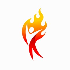 Poster - spirit people logo design, fire vector logo