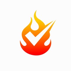 Poster - fire icon vector, checkmark logo