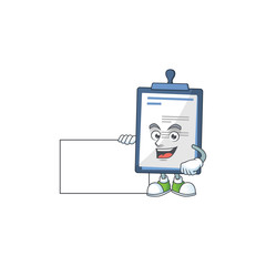 Sticker - Medical note cartoon character concept Thumbs up having a white board