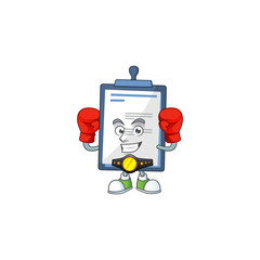 Poster - A sporty medical note boxing athlete cartoon mascot design style