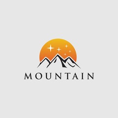 Wall Mural - Mountain logo template Premium Vector