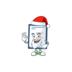 Wall Mural - Friendly medical note Santa cartoon character design with ok finger