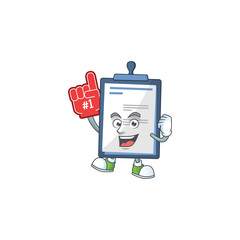 Sticker - Cartoon character concept of medical note holding red foam finger