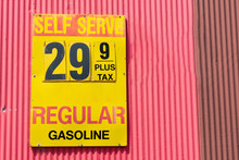 Vintage Gas Station Price Sign Advertising Cheap Pre-inflation Gasoline Prices