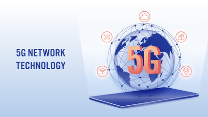 Sticker - 5G network wireless technology, high-speed internet concept.