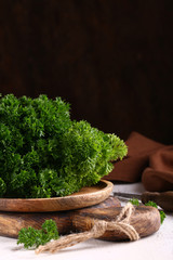 Poster - fresh green organic parsley on a board