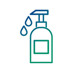 Sticker - antibacterial soap bottle line icon