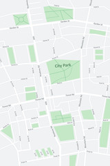 sample street map background. fictional map space for use in design. street and road names invented.