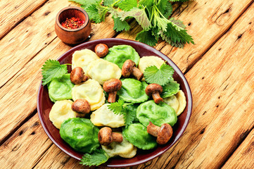 Wall Mural - Tasty ravioli with herbs