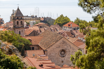 Wall Mural - OMIS / CROATIA - AUGUST 2015: View to the old town of Omis, Croatia