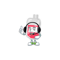 Sticker - Bag of blood cartoon character style speaking on headphone