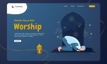 Ramadan Stay At Home Concept With Islamic Prayer Worship On Landing Page