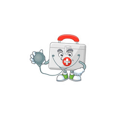 Sticker - A dedicated Doctor first aid kit Cartoon character with stethoscope