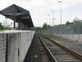 empty railway in the countryside. railway tracks stretch along