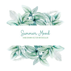 Sticker - Horizontal stripe banner with watercolor floral elements