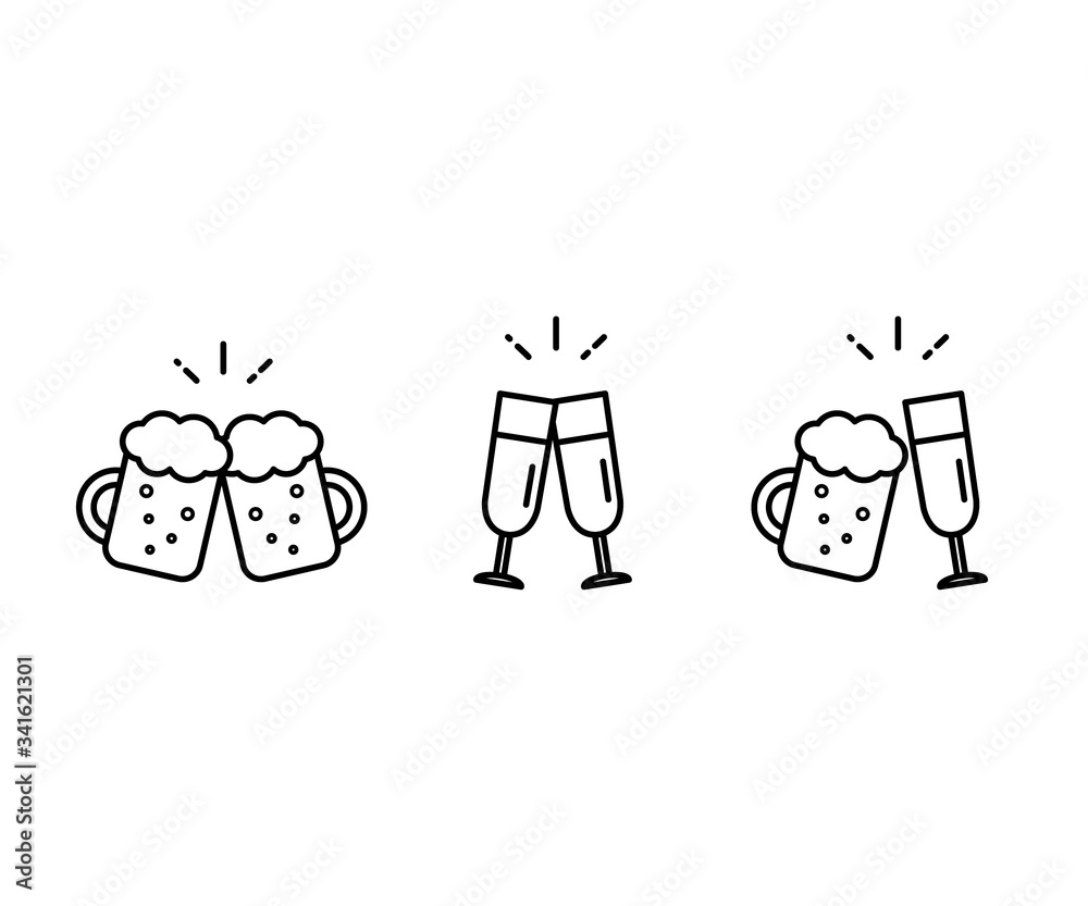乾杯のアイコン ビール ワイン イラスト Wall Mural Yugoro 乾杯のアイコン ビール ワイン イラスト Wall Mural Yugoro