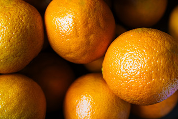 Set of ripe oranges. Citrus fruit.