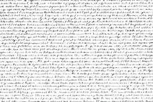Grunge Texture Of An Old Illegible Manuscript. Monochrome Background Of Half-erased Handwritten Text. Overlay Template. Vector Illustration