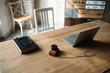 © Eugenio Marongiu - Workplace - wooden table with books, computer, glasses and camera