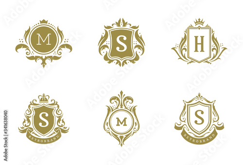 Luxury vintage ornament logo monogram crest templates design set vector illustra Tableau sur Toile