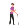 © topvectors - Blind Man Walking with Cane, Disabled Man Enjoying Full Life Vector Illustration