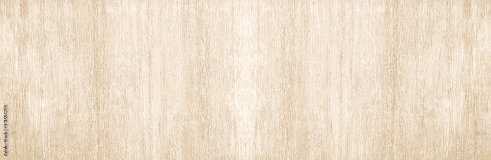 Wide Table top view of wood texture in beech white light panoramic background. Panorama Grey clean grain wooden floor birch panel backdrop concept with plain board pale detail streak for space clear. - obrazy, fototapety, plakaty 