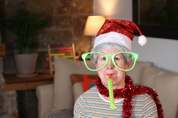 Senior woman alone during Christmas