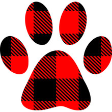 Buffalo Plaid Black And Red Dog Paw Print With Transparent Background